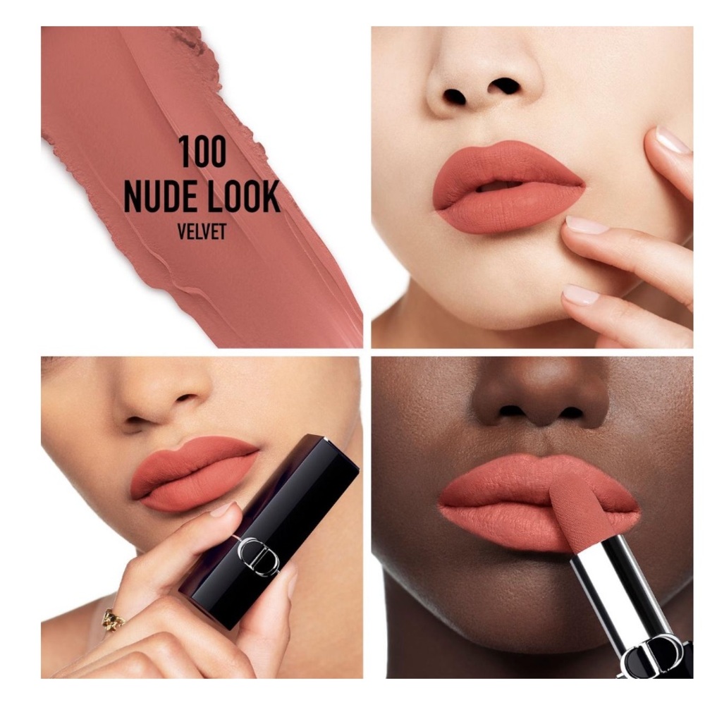 Dior Rouge Dior Lipstick in 100 Nude Look VELVET 1.5g Travel Mini Size BNIB - Picture 5 of 5